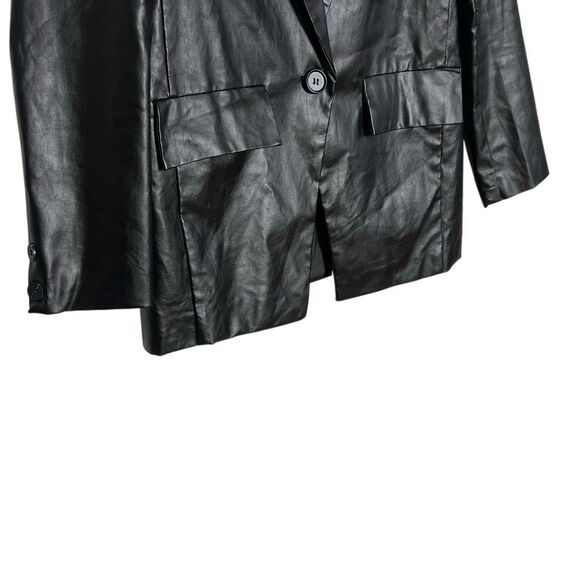 Princess Polly NWOT Jocelyn Faux Leather Single Button Blazer Black Size XS/S - Picture 6 of 11